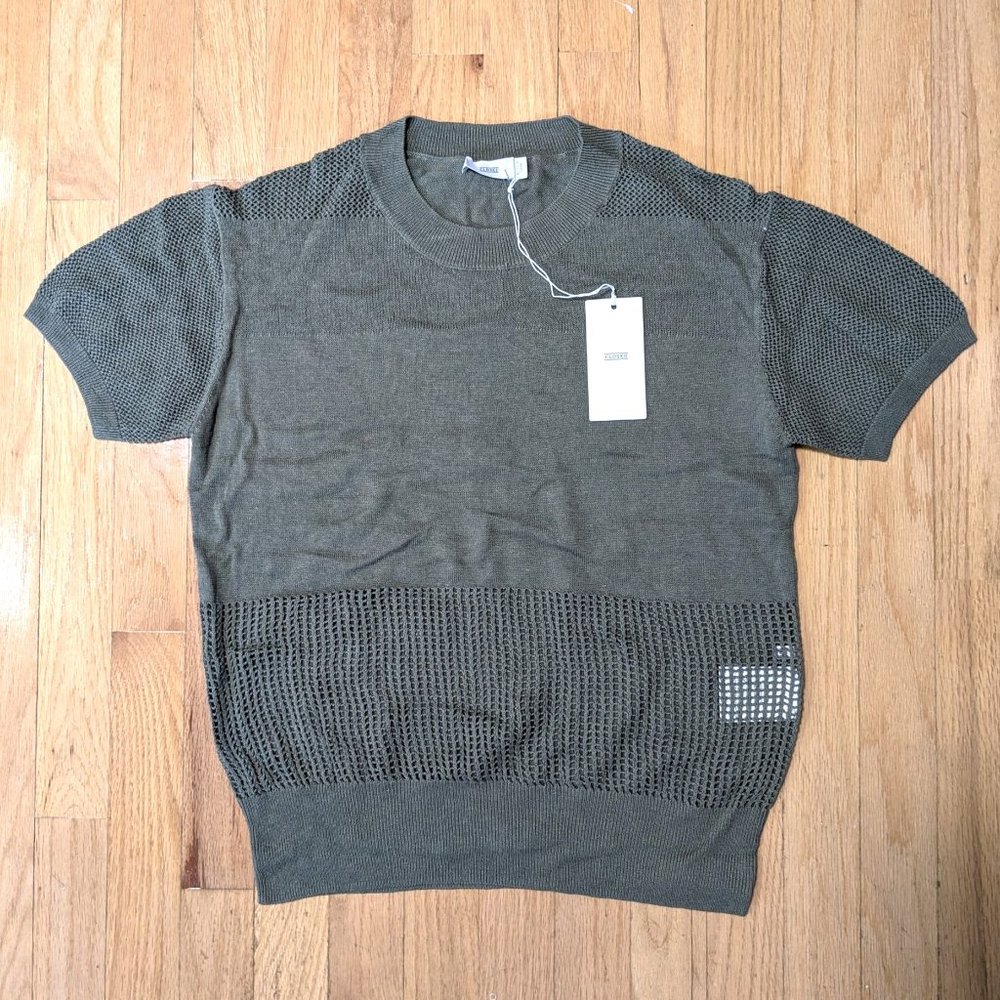 SOLD - CLOSED Linen Cotton Knitted Top in Basil Size M (NEW WITH TAGS)